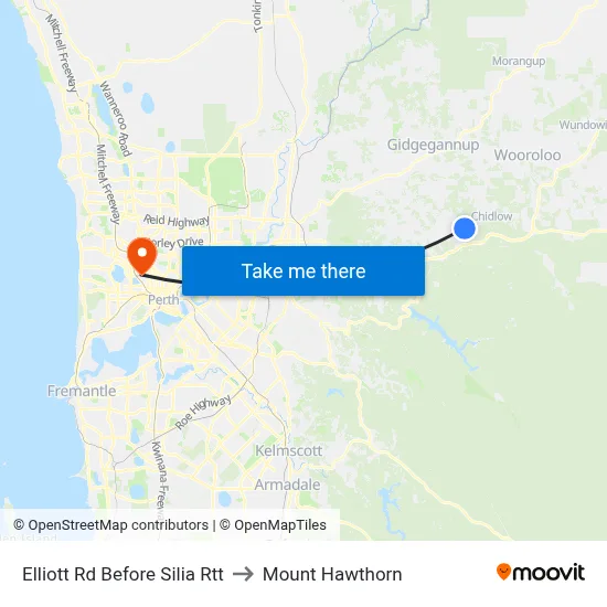 Elliott Rd Before Silia Rtt to Mount Hawthorn map