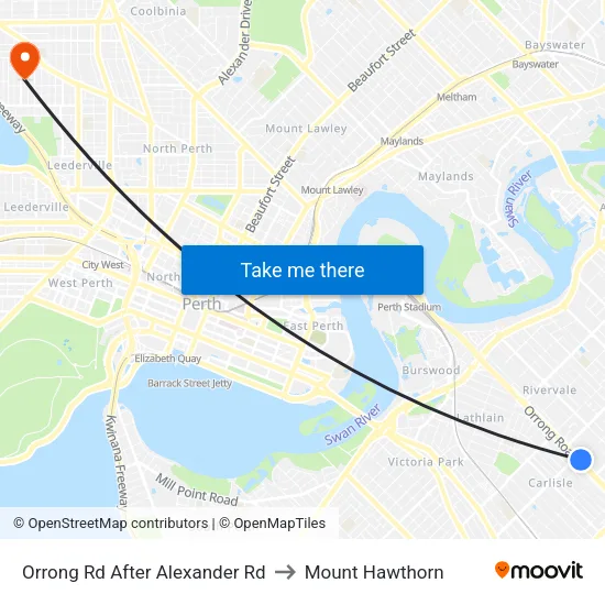 Orrong Rd After Alexander Rd to Mount Hawthorn map