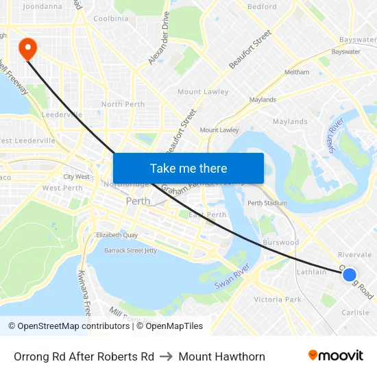 Orrong Rd After Roberts Rd to Mount Hawthorn map