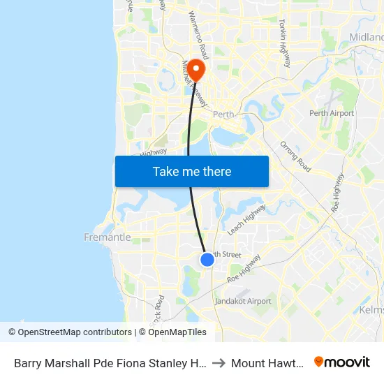 Barry Marshall Pde Fiona Stanley Hospital to Mount Hawthorn map