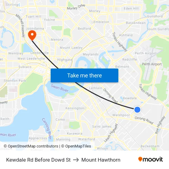 Kewdale Rd Before Dowd St to Mount Hawthorn map