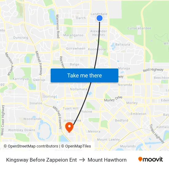 Kingsway  Before Zappeion Ent to Mount Hawthorn map