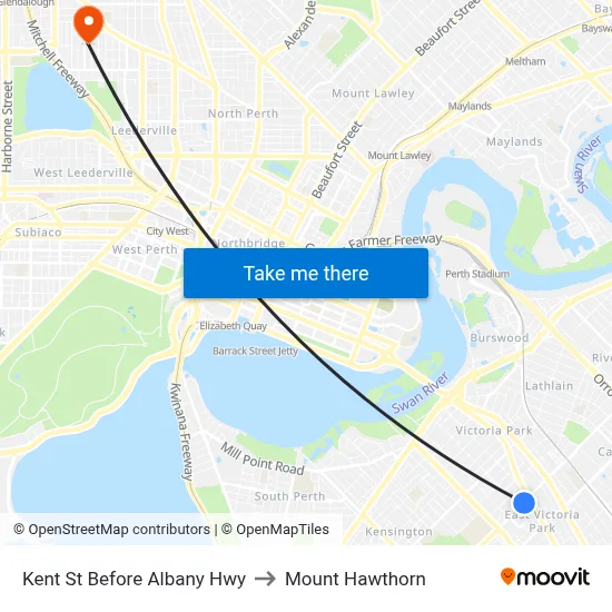 Kent St Before Albany Hwy to Mount Hawthorn map