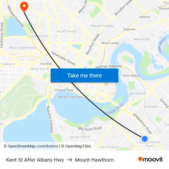 Kent St After Albany Hwy to Mount Hawthorn map