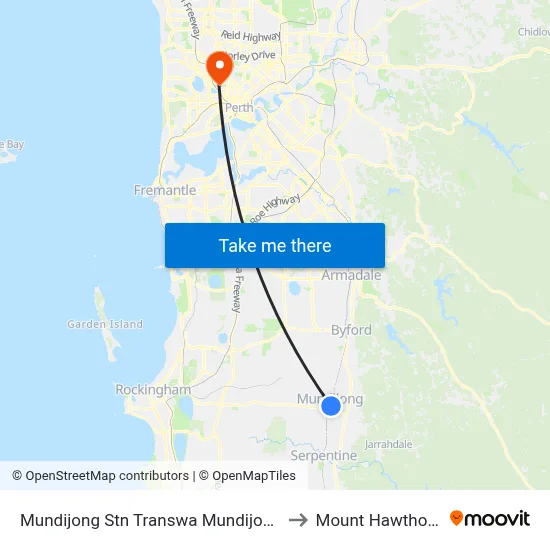 Mundijong Stn Transwa Mundijong to Mount Hawthorn map