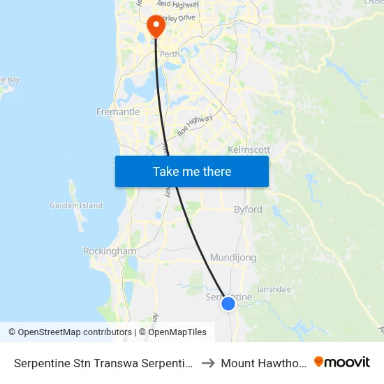 Serpentine Stn Transwa Serpentine to Mount Hawthorn map