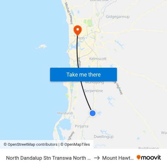 North Dandalup Stn Transwa North Dandalup to Mount Hawthorn map