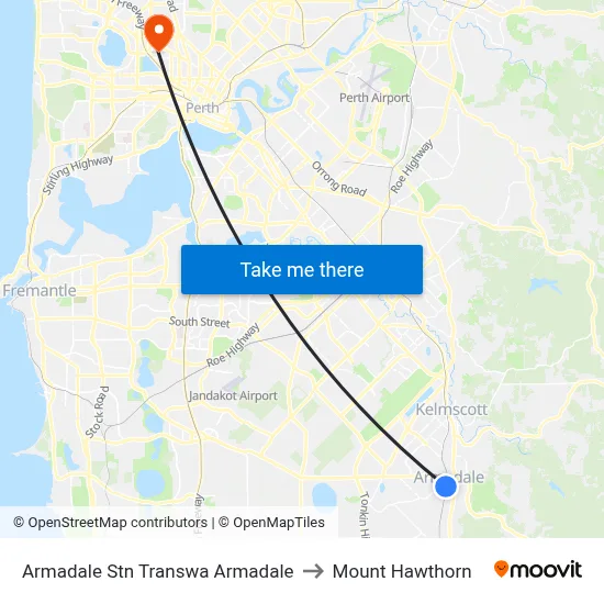 Armadale Stn Transwa Armadale to Mount Hawthorn map