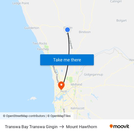 Transwa Bay Transwa Gingin to Mount Hawthorn map