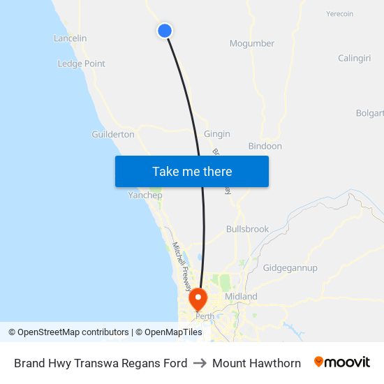 Brand Hwy Transwa Regans Ford to Mount Hawthorn map