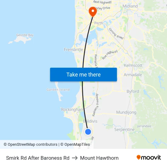 Smirk Rd After Baroness Rd to Mount Hawthorn map