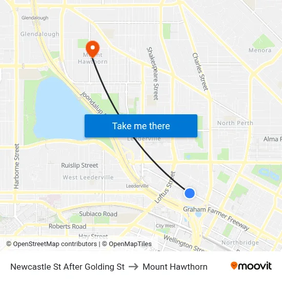 Newcastle St After Golding St to Mount Hawthorn map