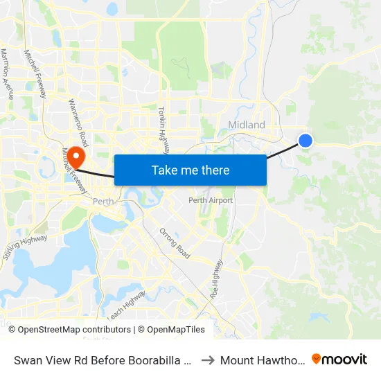 Swan View Rd Before Boorabilla Wy to Mount Hawthorn map
