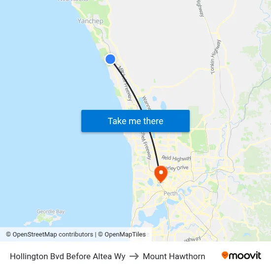 Hollington Bvd Before Altea Wy to Mount Hawthorn map