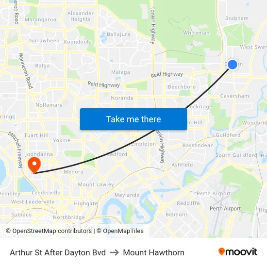 Arthur St After Dayton Bvd to Mount Hawthorn map