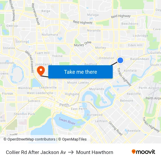 Collier Rd After Jackson Av to Mount Hawthorn map