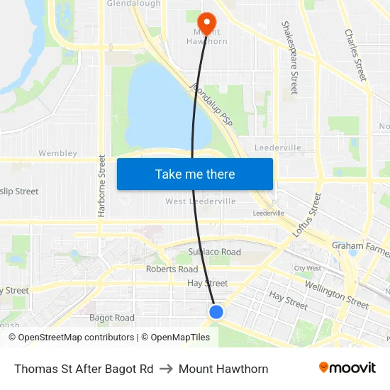 Thomas St After Bagot Rd to Mount Hawthorn map