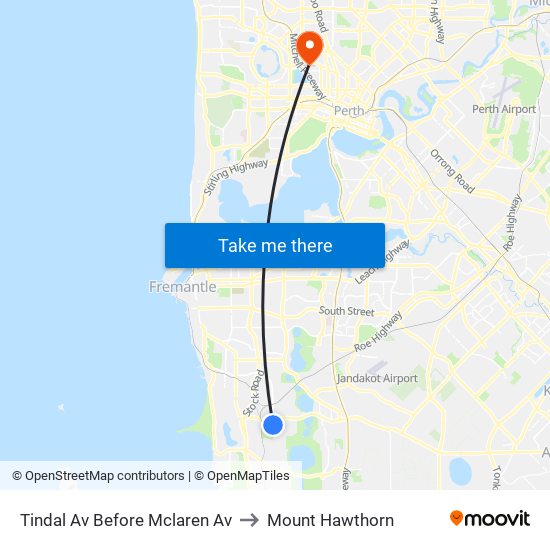 Tindal Av Before Mclaren Av to Mount Hawthorn map