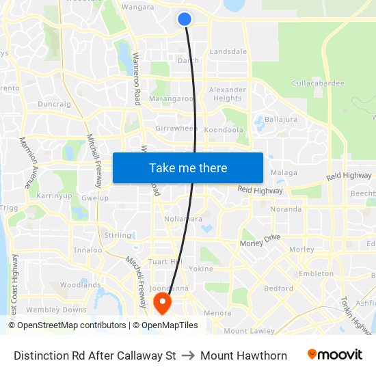 Distinction Rd After Callaway St to Mount Hawthorn map