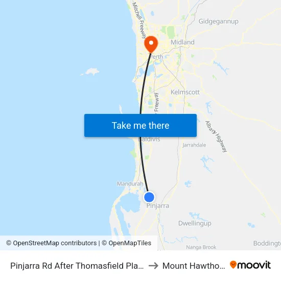Pinjarra Rd After Thomasfield Pl to Mount Hawthorn map