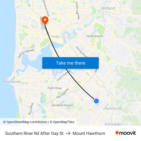 Southern River Rd After Gay St to Mount Hawthorn map
