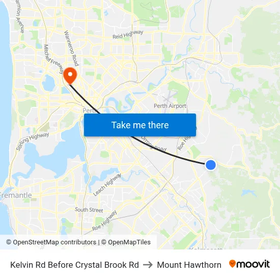 Kelvin Rd Before Crystal Brook Rd to Mount Hawthorn map
