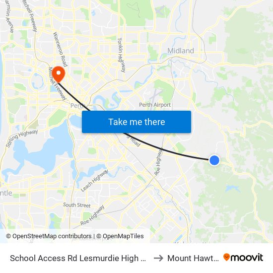 School Access Rd Lesmurdie High School S2 to Mount Hawthorn map