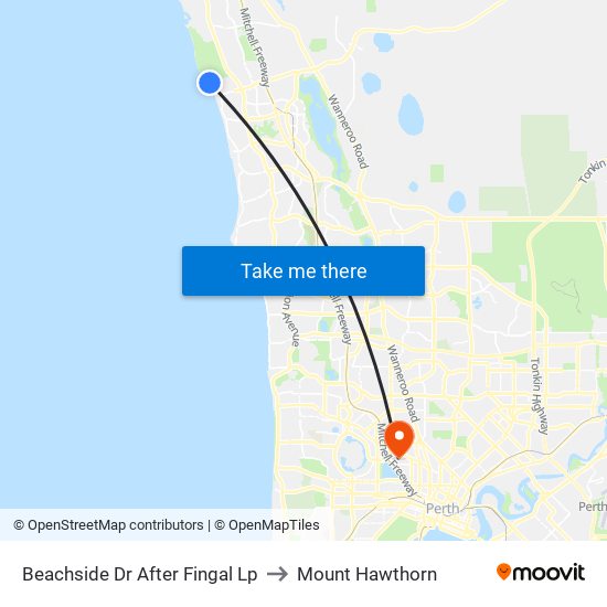 Beachside Dr After Fingal Lp to Mount Hawthorn map