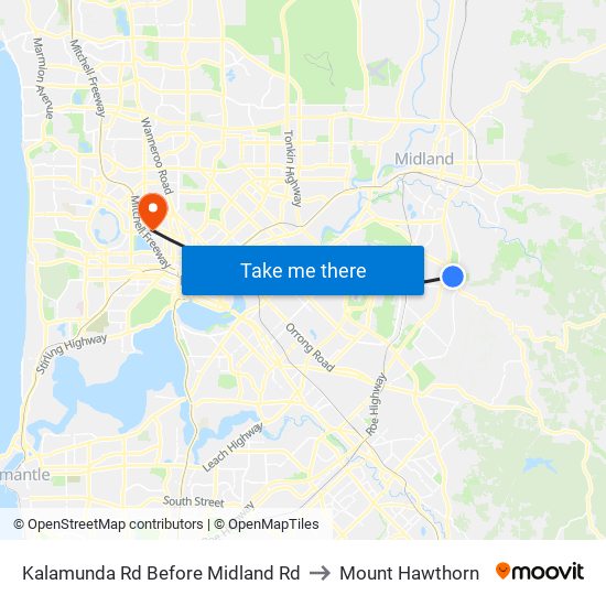 Kalamunda Rd Before Midland Rd to Mount Hawthorn map