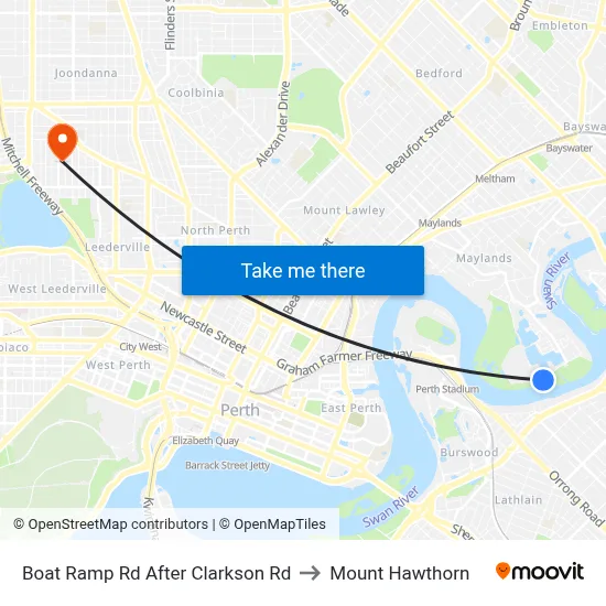 Boat Ramp Rd After Clarkson Rd to Mount Hawthorn map