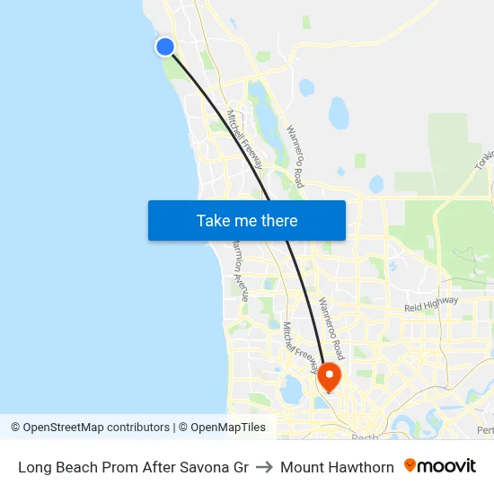 Long Beach Prom After Savona Gr to Mount Hawthorn map
