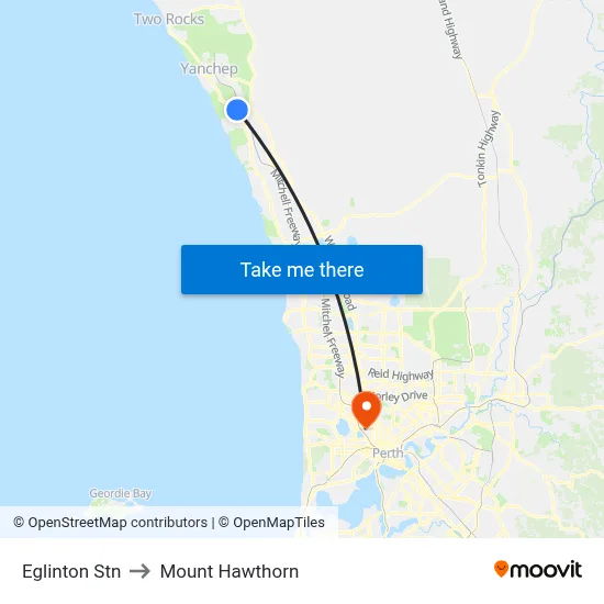 Eglinton Stn to Mount Hawthorn map