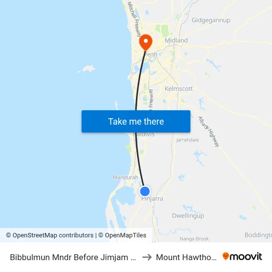 Bibbulmun Mndr Before Jimjam Cr to Mount Hawthorn map