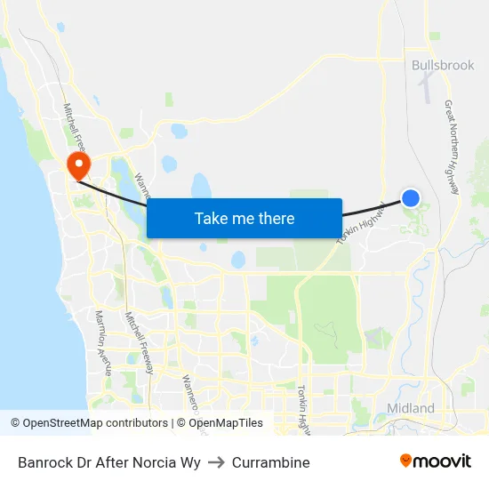 Banrock Dr After Norcia Wy to Currambine map