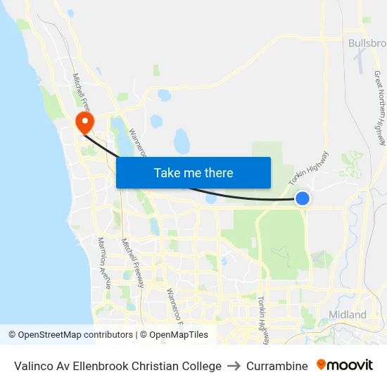 Valinco Av Ellenbrook Christian College to Currambine map