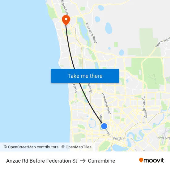 Anzac Rd Before Federation St to Currambine map