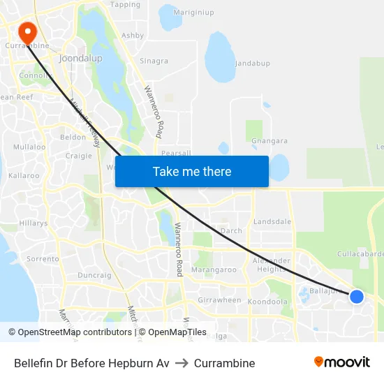 Bellefin Dr Before Hepburn Av to Currambine map
