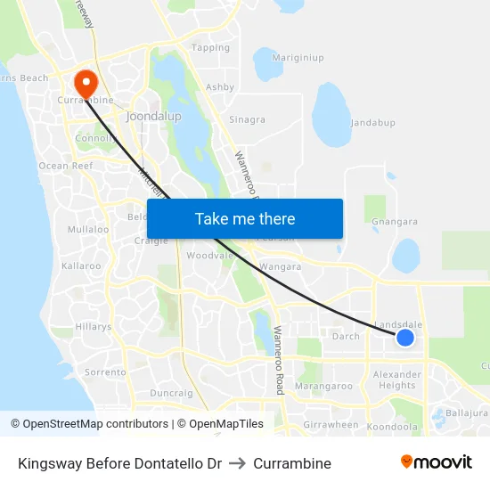 Kingsway   Before Dontatello Dr to Currambine map