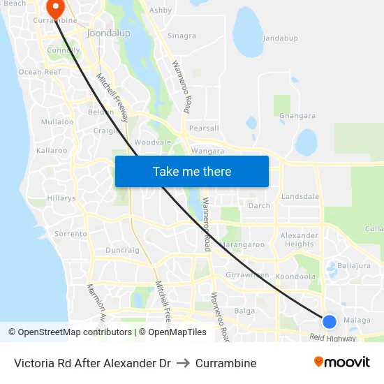 Victoria Rd After Alexander Dr to Currambine map