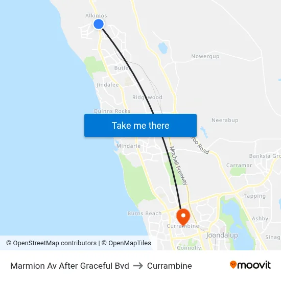 Marmion Av After Graceful Bvd to Currambine map