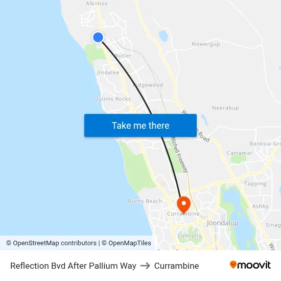 Reflection Bvd After Pallium Way to Currambine map