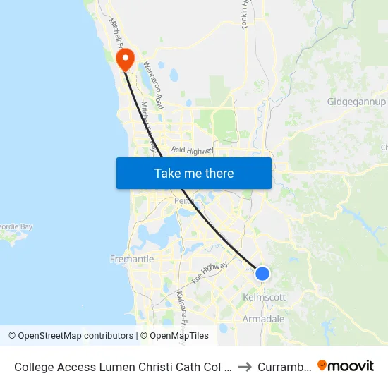 College Access Lumen Christi Cath Col Stand 4 to Currambine map