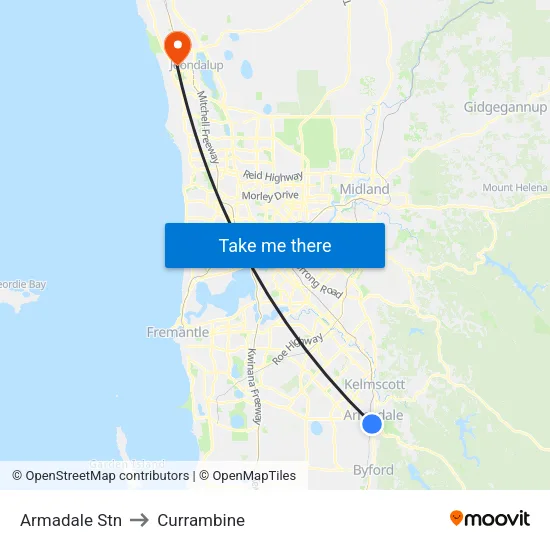 Armadale Stn to Currambine map