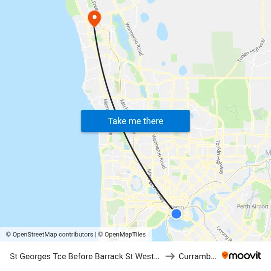 St Georges Tce Before Barrack St Westbound to Currambine map