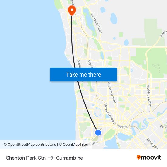 Shenton Park Stn to Currambine map