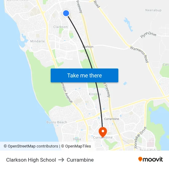 Clarkson High School to Currambine map