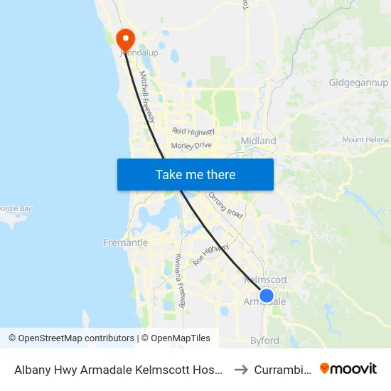 Albany Hwy Armadale Kelmscott Hospital to Currambine map