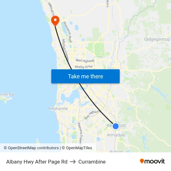Albany Hwy After Page Rd to Currambine map