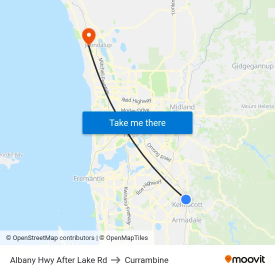 Albany Hwy After Lake Rd to Currambine map