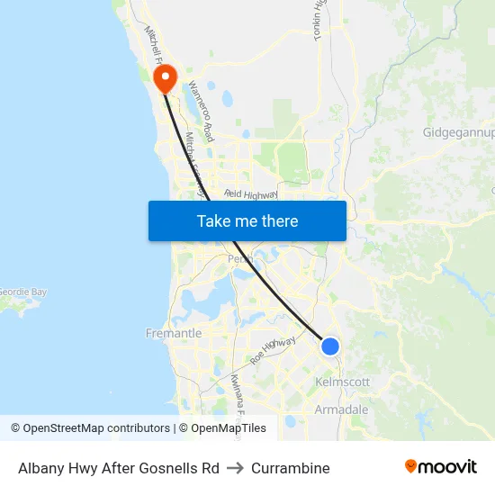 Albany Hwy After Gosnells Rd to Currambine map